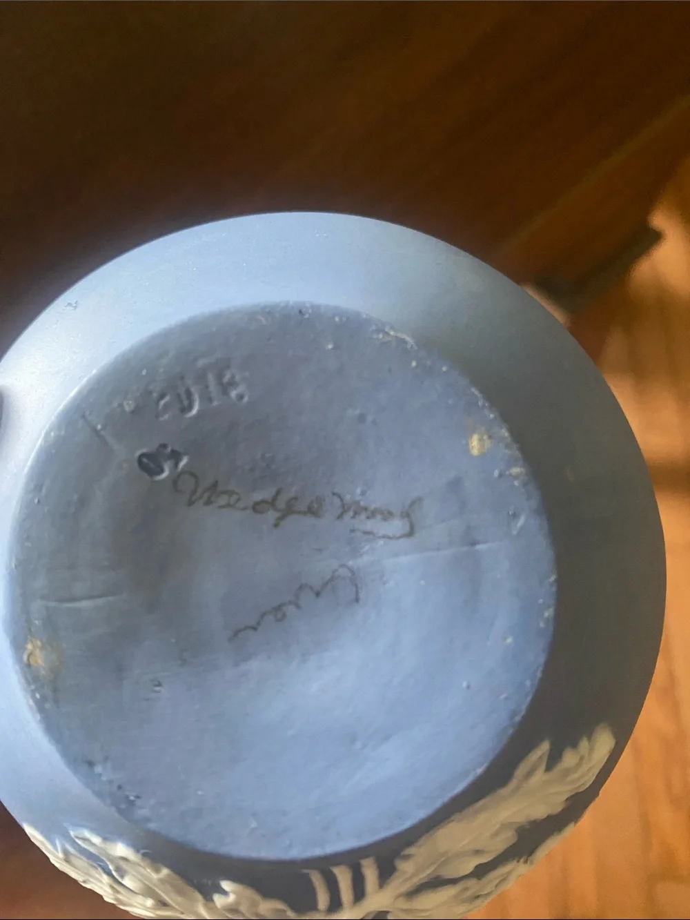Classic Blue Floral Matte Ceramic Vase (Wedge wood ?)